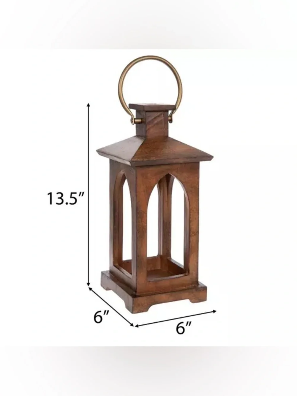 Brown & Gold Wood Lantern